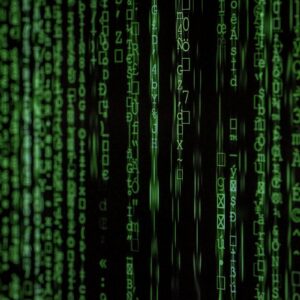 Streams of code on a dark display