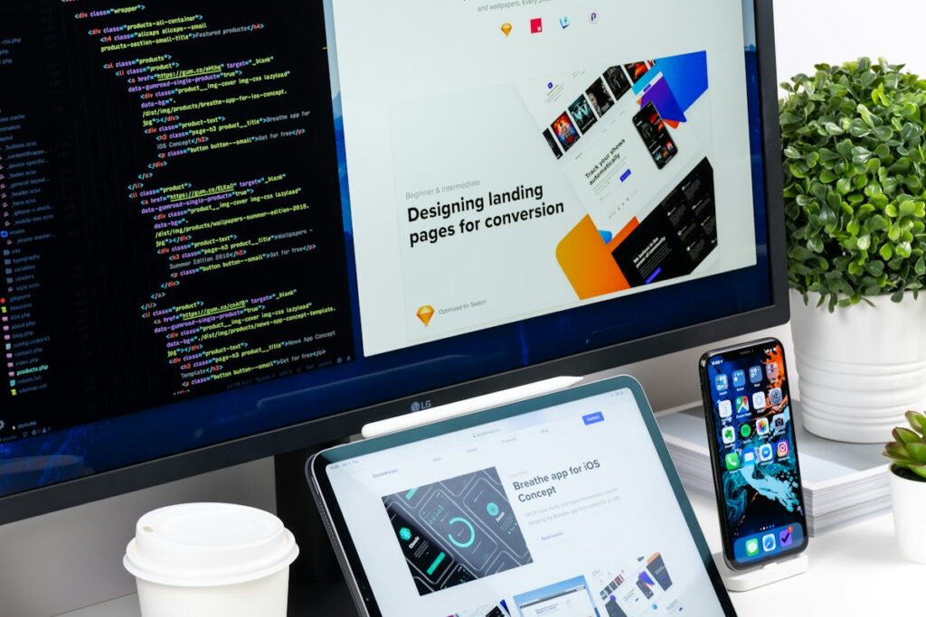 Full stack developer at a dual monitor setup