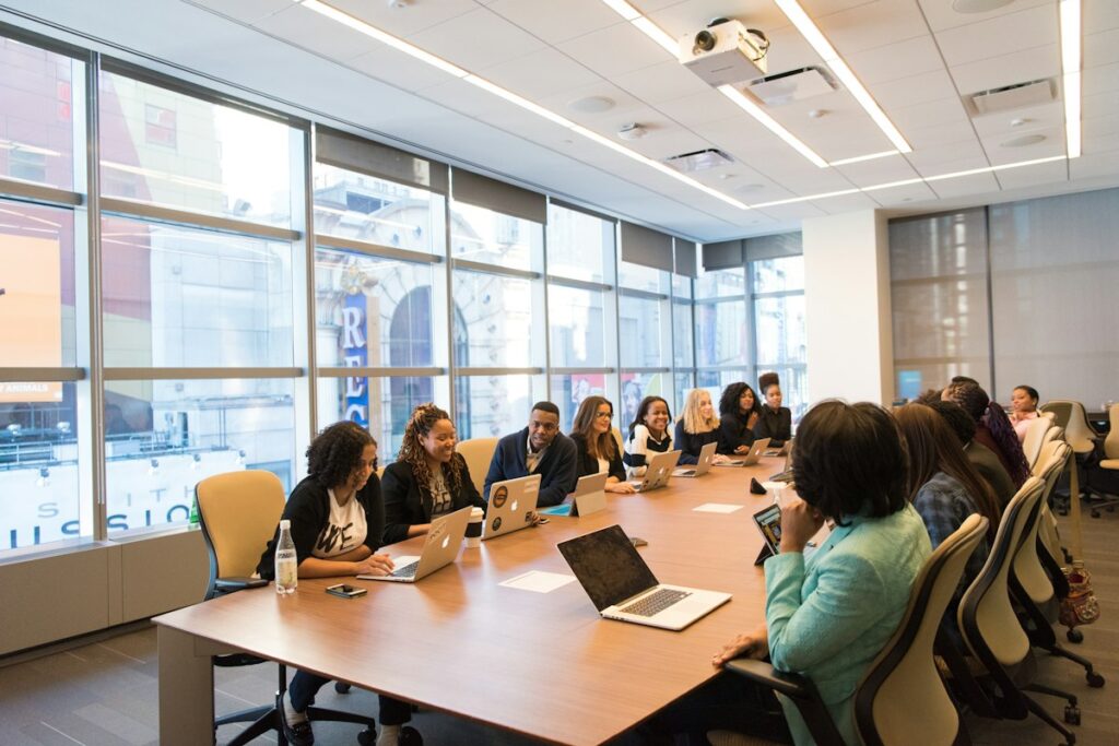 Security consultant briefing a client team