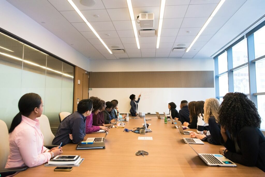 Career mentoring session in an office