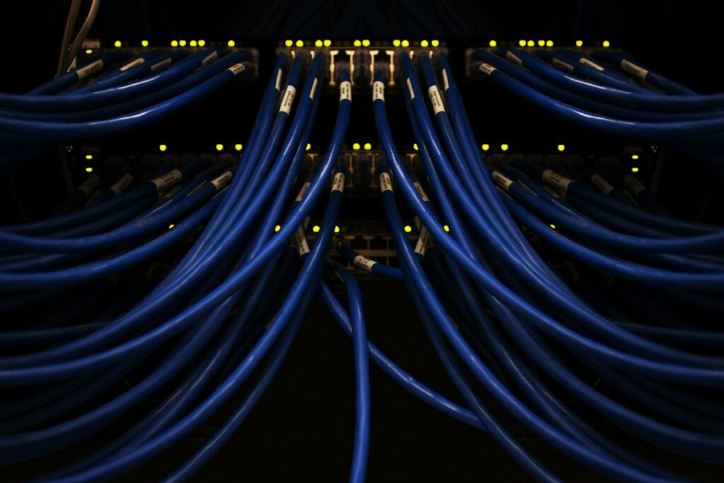 Data center consultant inspecting racks